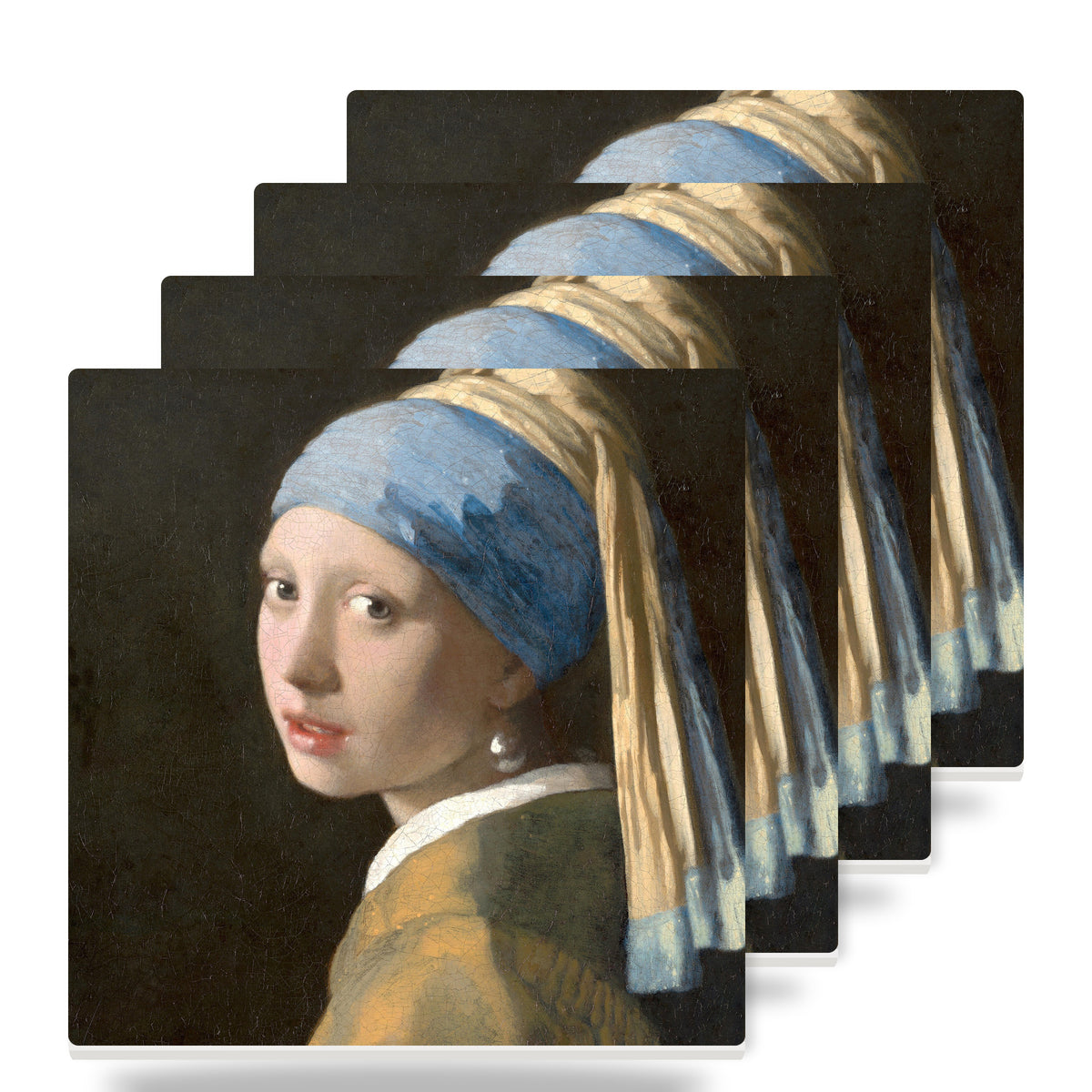 Girl With A Pearl Earring ceramic coasters set of 4