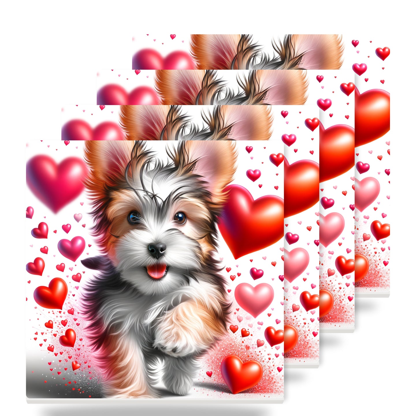 Yorkshire Terrier ceramic coasters set of 4