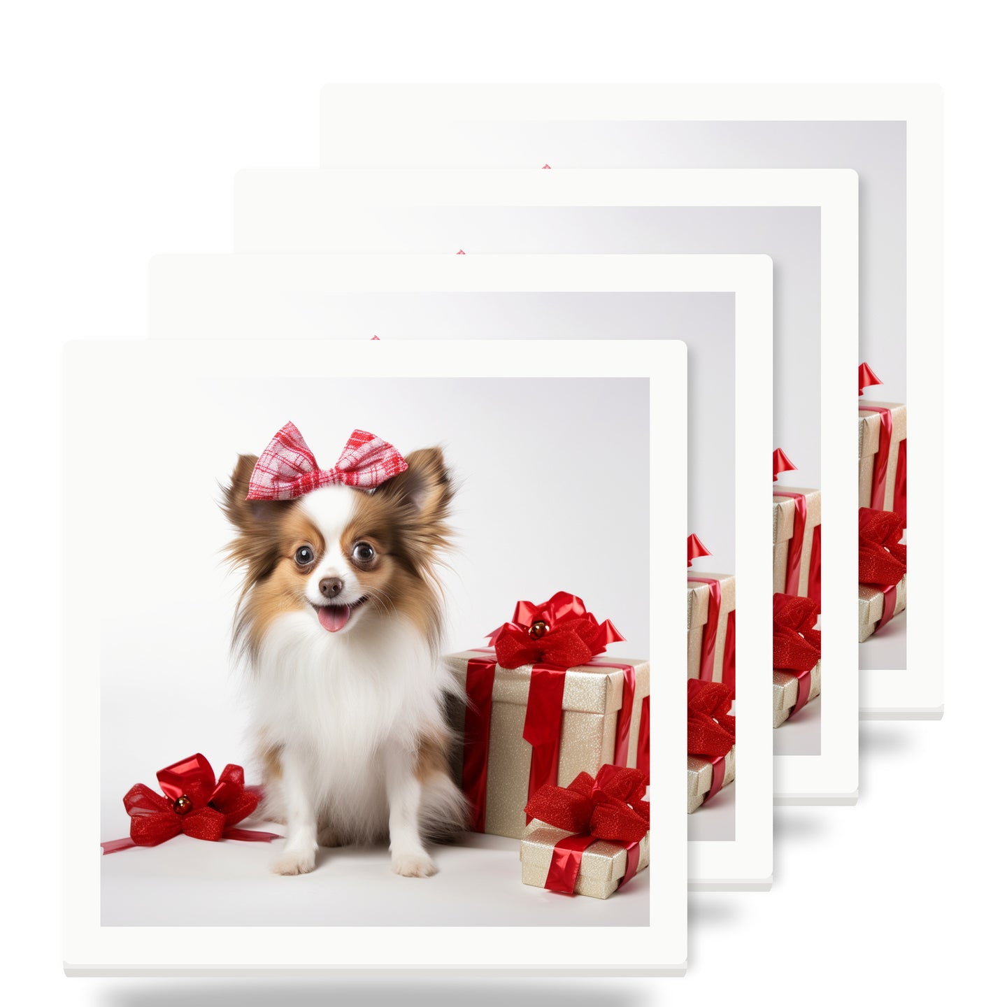 Papillon Puppy ceramic coasters set of 4