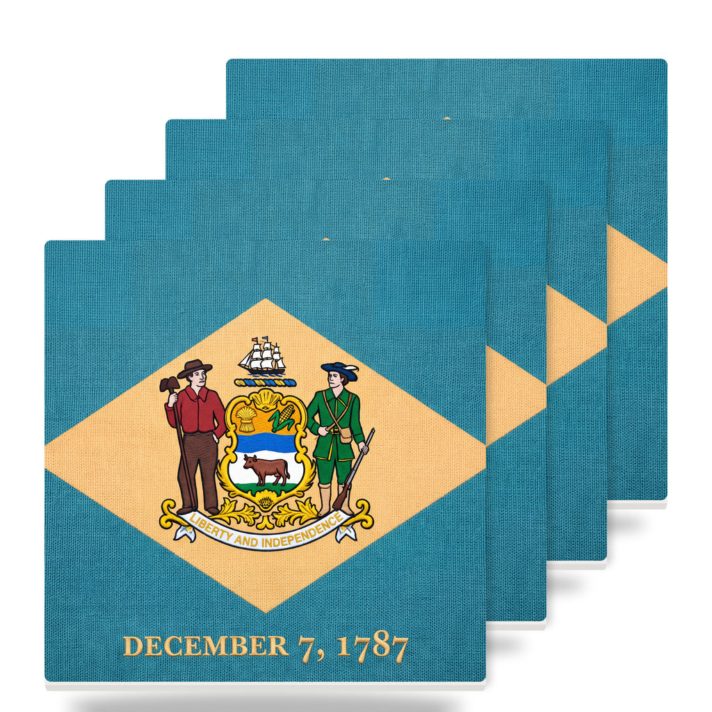 Delaware State Flag ceramic coasters set of 4