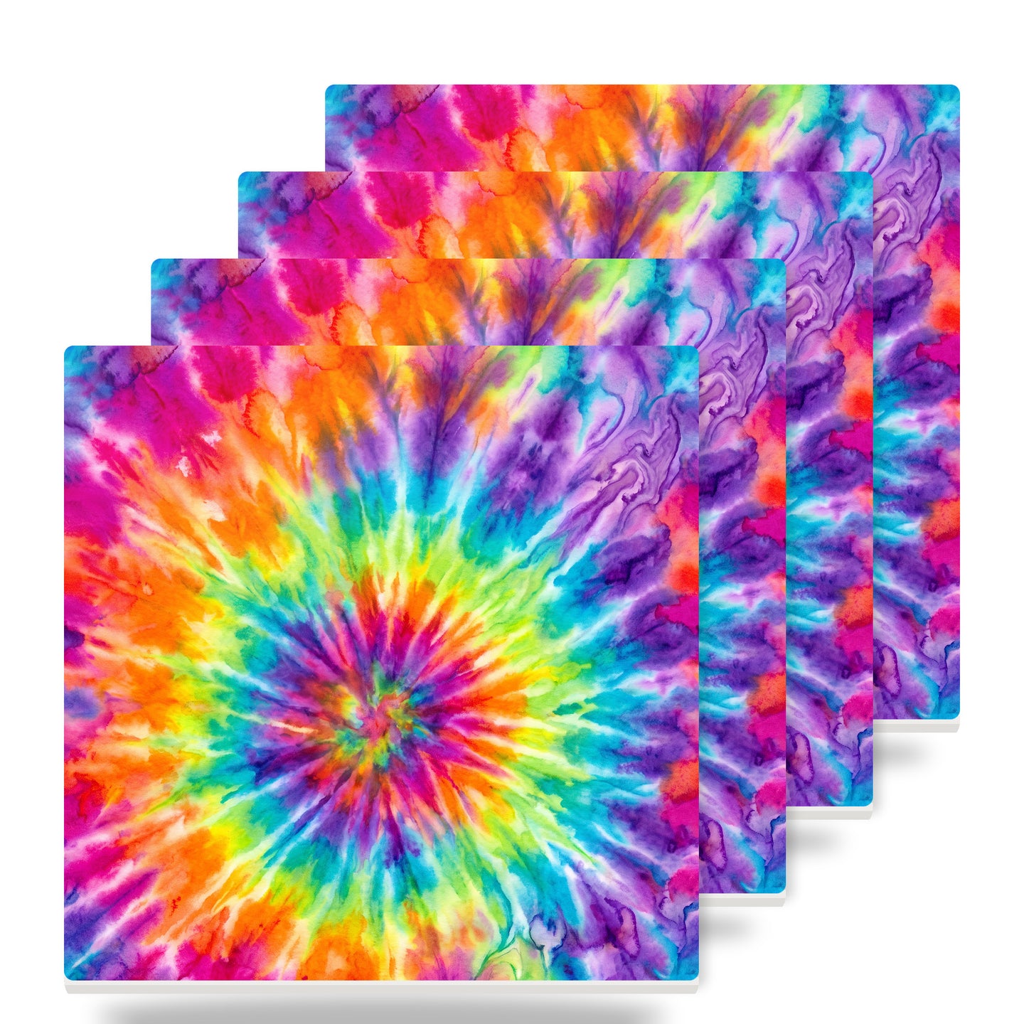Rainbow Tie-Dye ceramic coasters set of 4