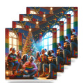Rainbow Christmas Cheer ceramic coasters set of 4