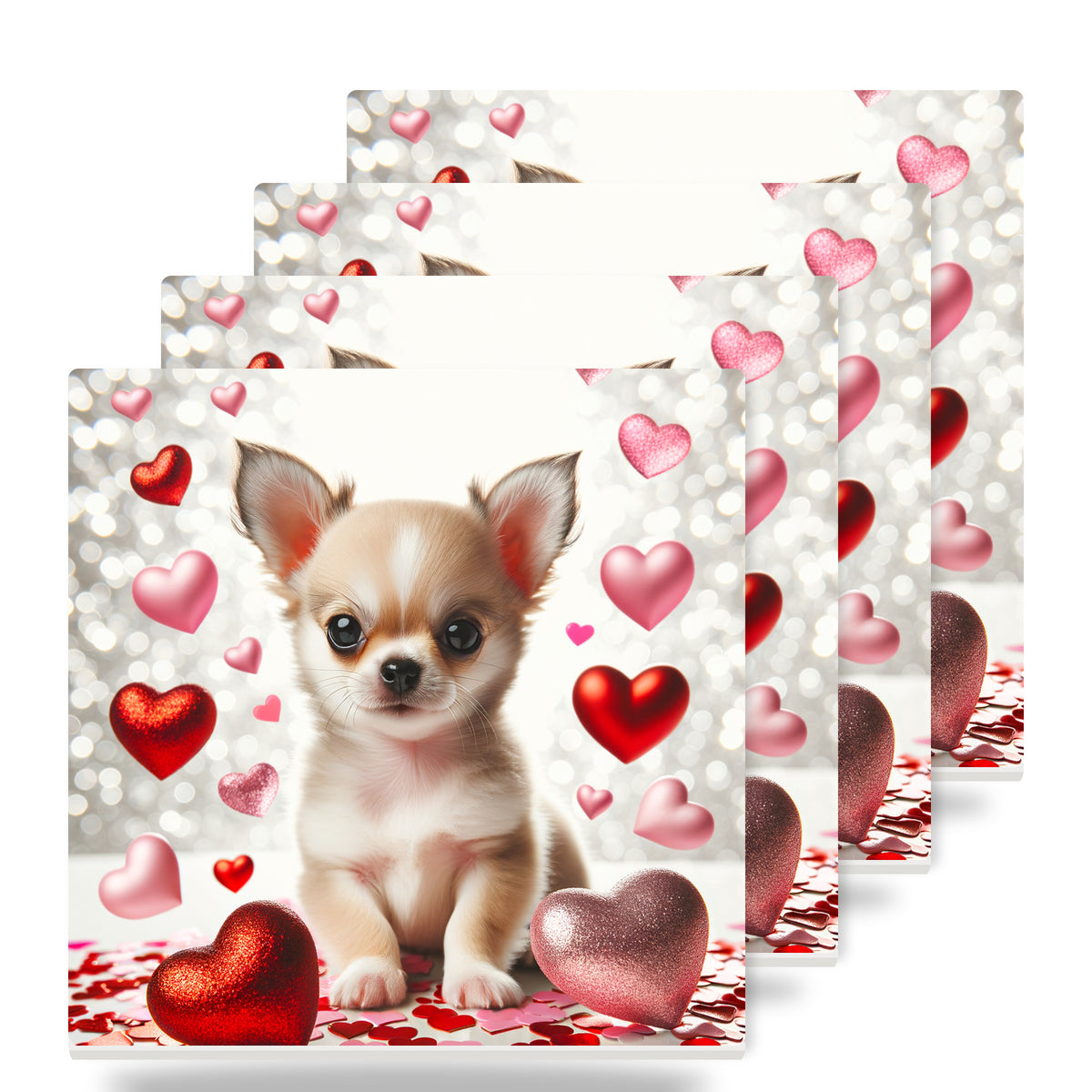 Chihuahua ceramic coasters set of 4