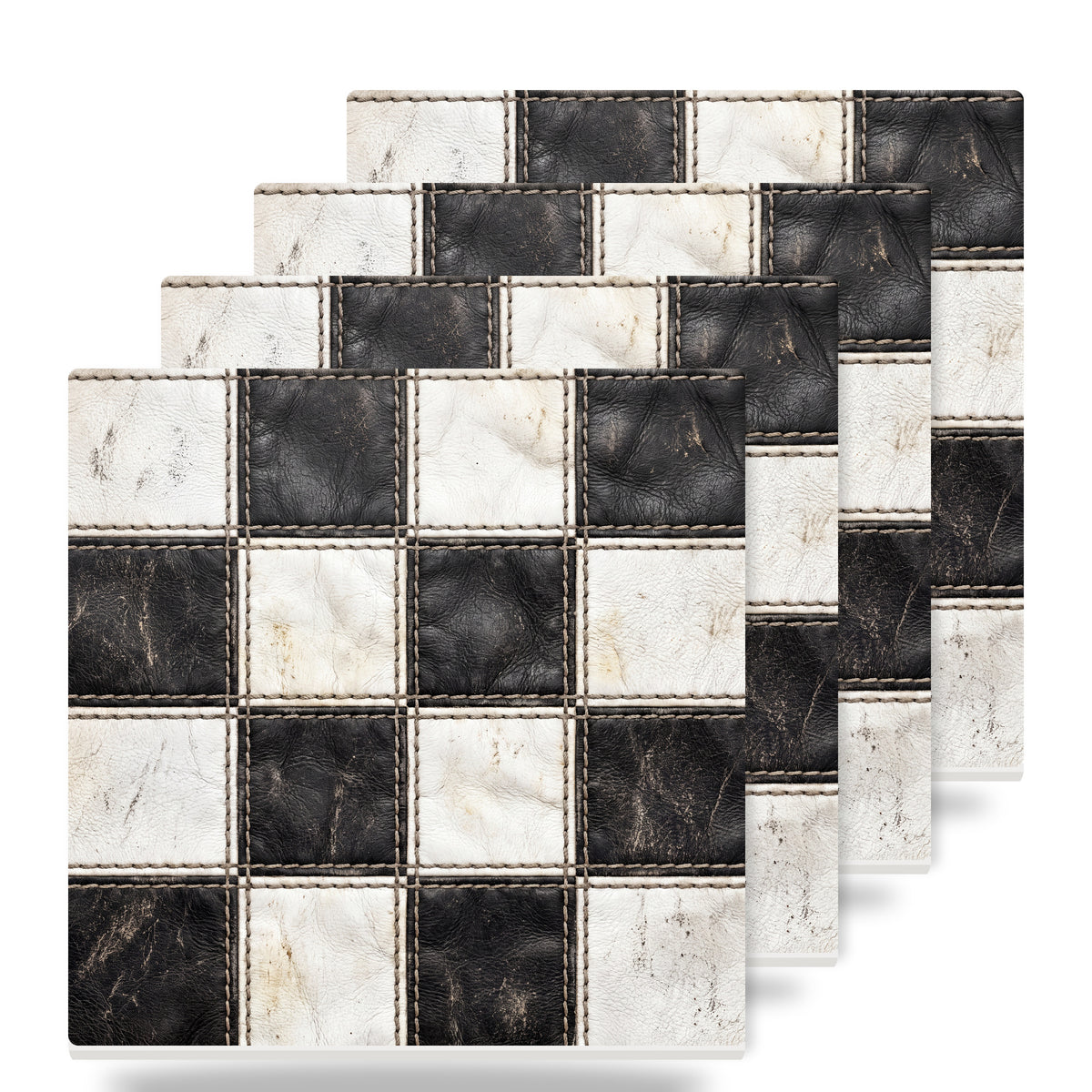 Checkered Racing Flag ceramic coasters set of 4