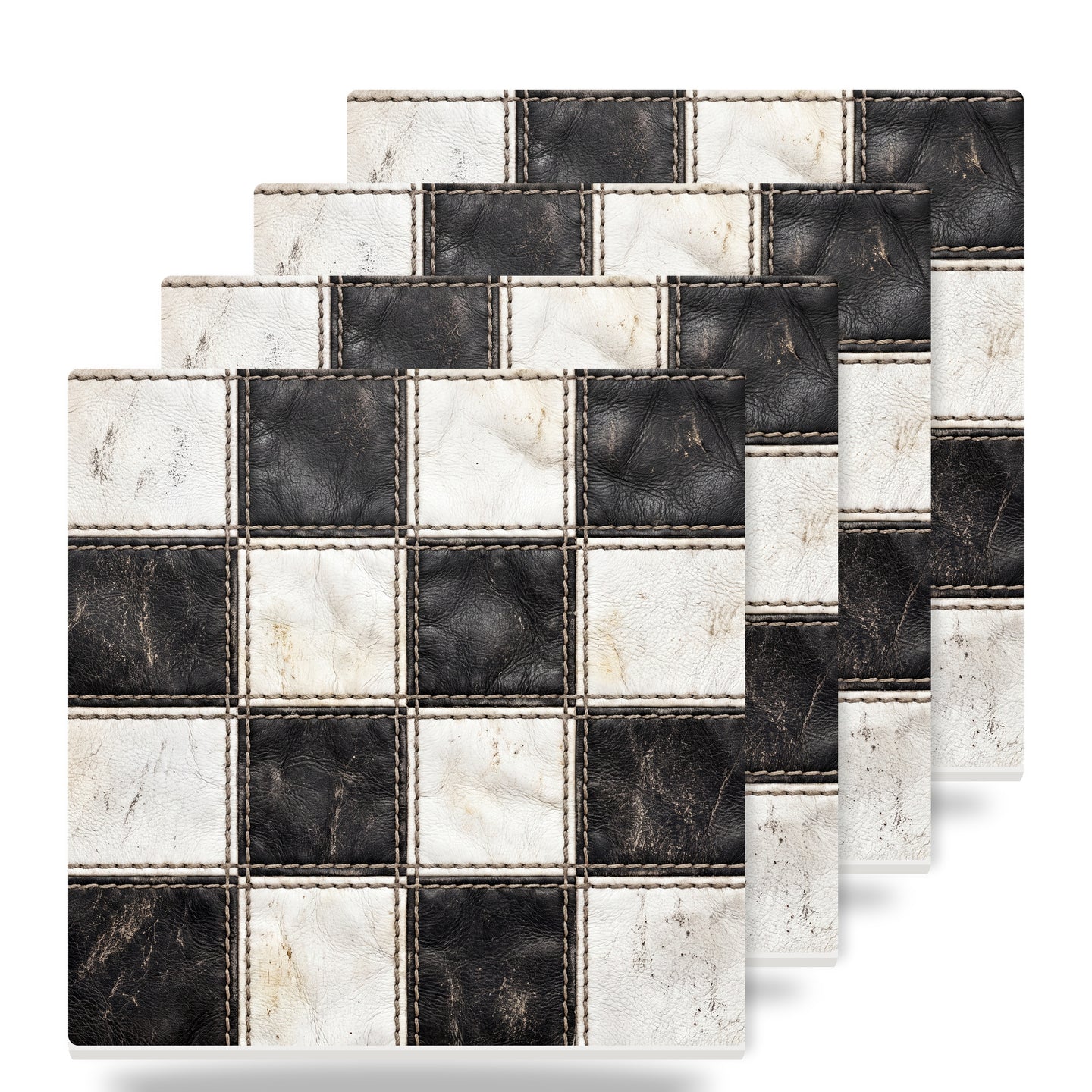 Checkered Racing Flag ceramic coasters set of 4