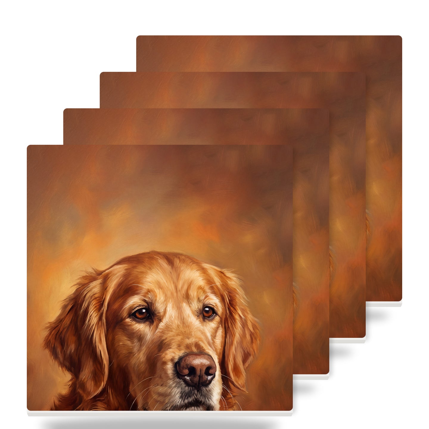 Golden Retriever Portrait ceramic coasters set of 4