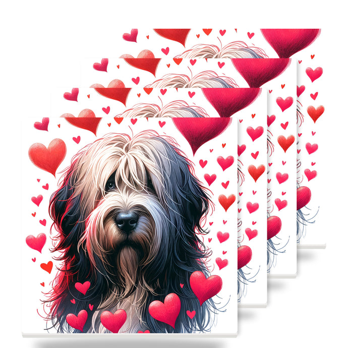 Bearded Collie ceramic coasters set of 4