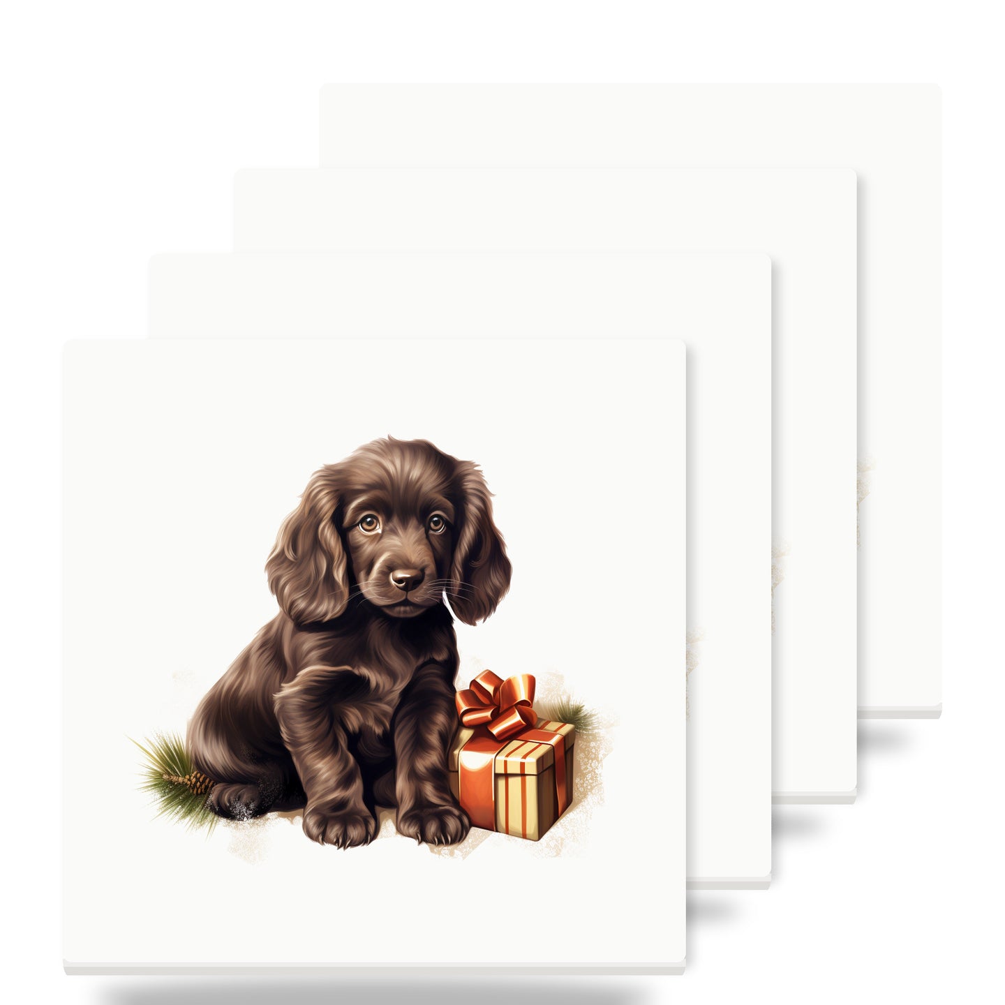 Field Spaniel Puppy Drawing ceramic coasters set of 4