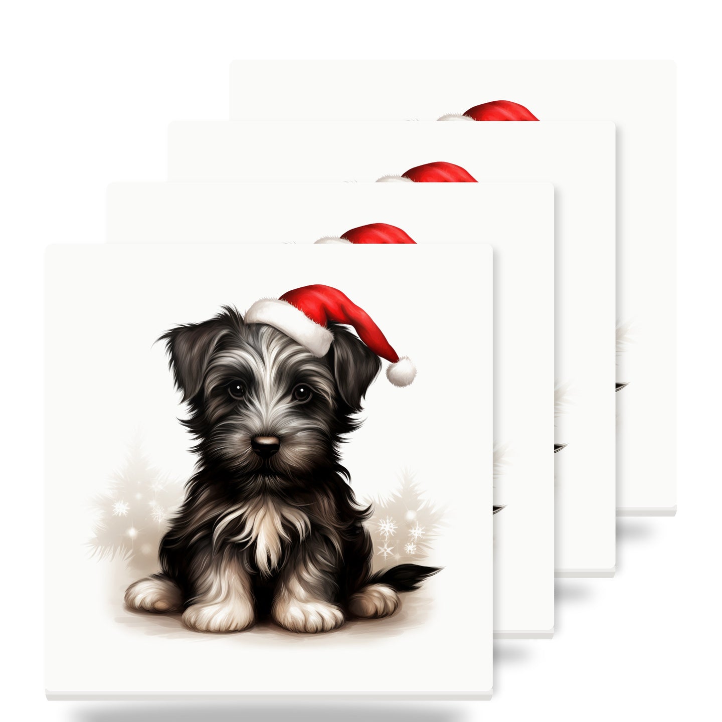 Skye Terrier Puppy Drawing ceramic coasters set of 4