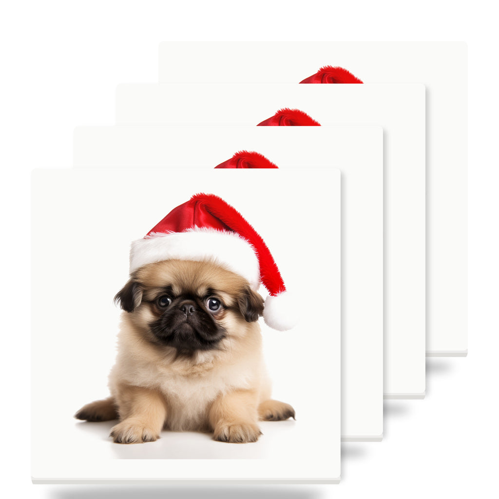 Pekingese Puppy ceramic coasters set of 4