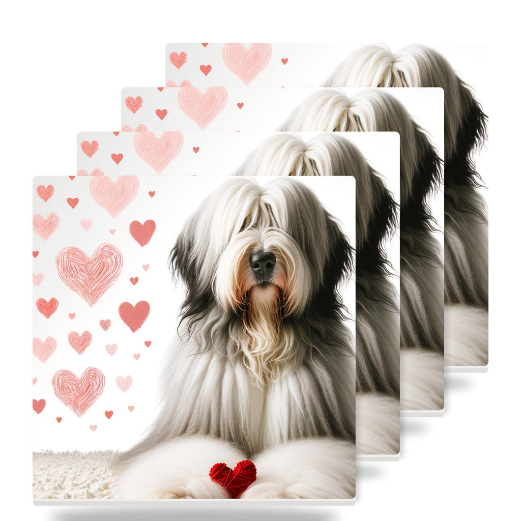 Old English Sheepdog ceramic coasters set of 4