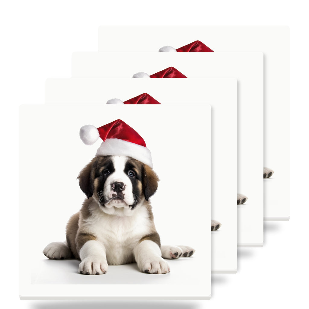 St. Bernard Puppy ceramic coasters set of 4