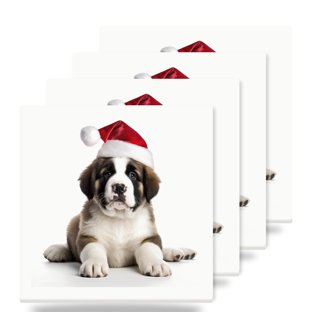 St. Bernard Puppy ceramic coasters set of 4