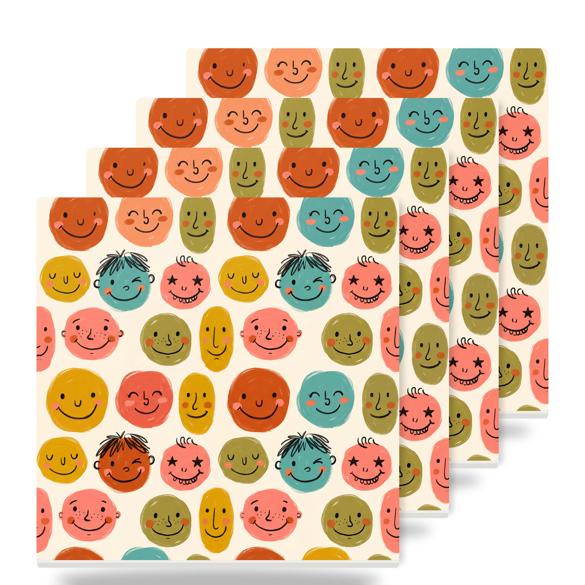Smiley Face ceramic coasters set of 4
