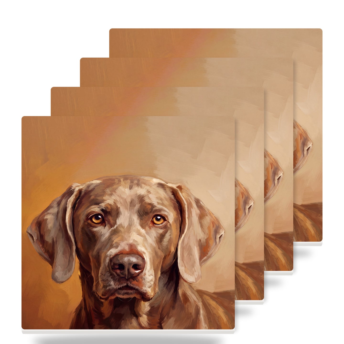 Weimaraner Portrait ceramic coasters set of 4