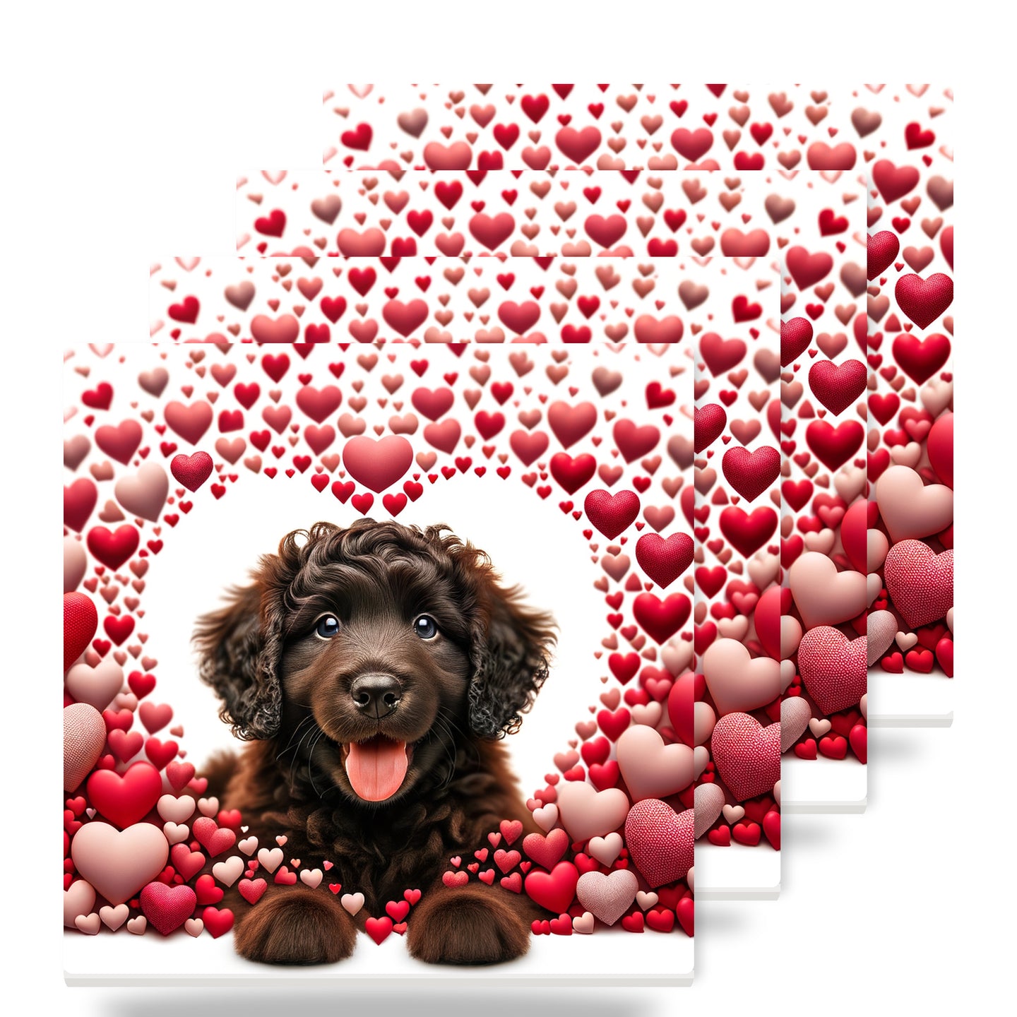 Portuguese Water Dog ceramic coasters set of 4