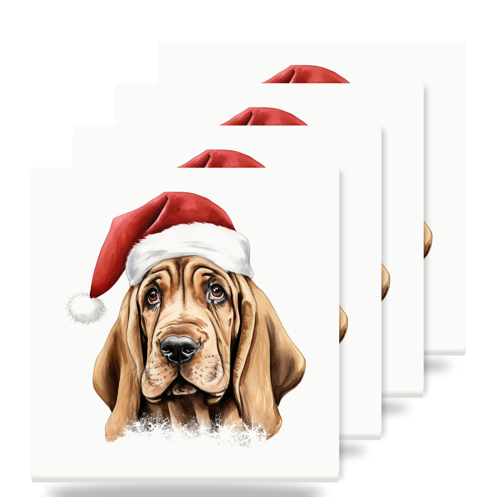 Bloodhound Puppy Drawing ceramic coasters set of 4