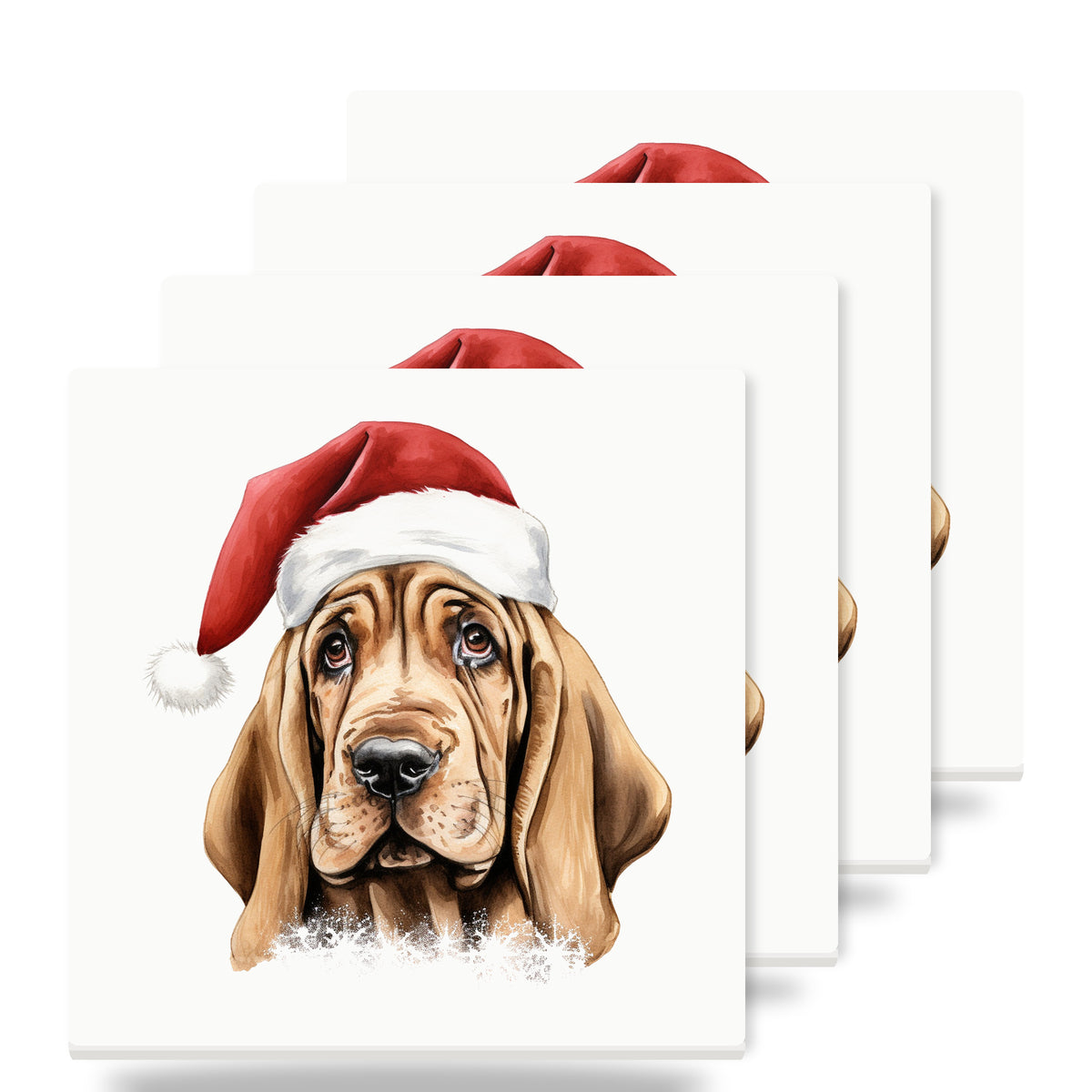 Bloodhound Puppy Drawing ceramic coasters set of 4
