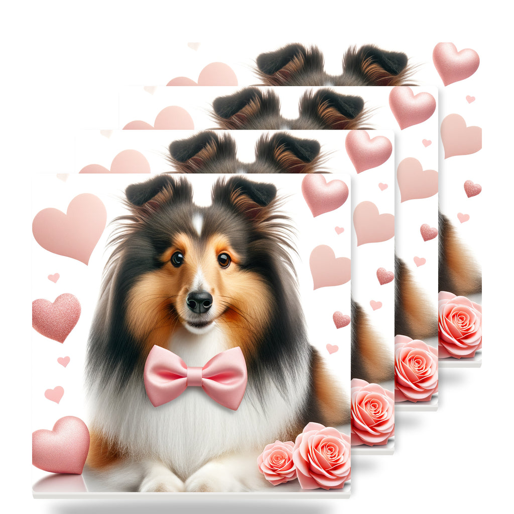 Shetland Sheepdog ceramic coasters set of 4