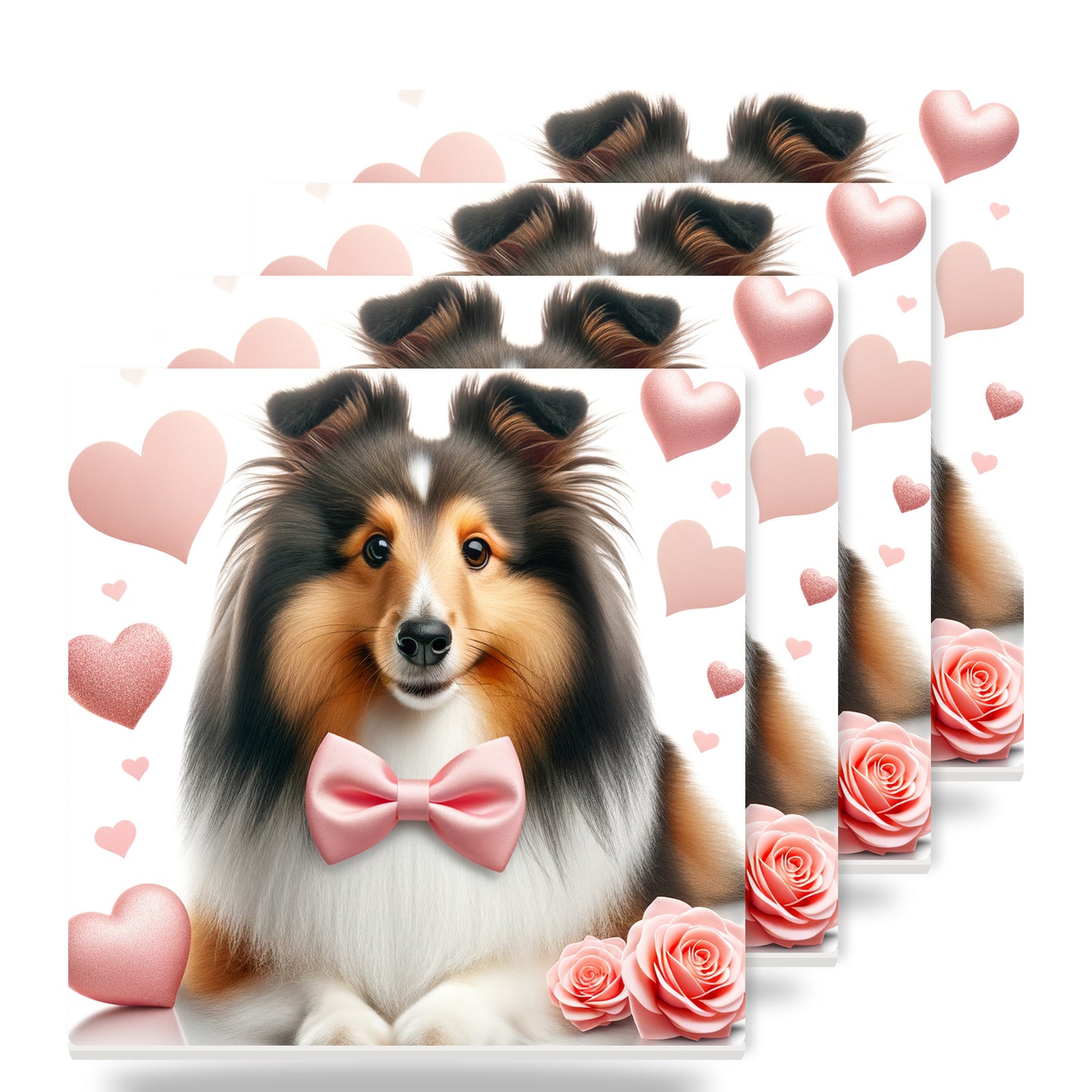 Shetland Sheepdog ceramic coasters set of 4