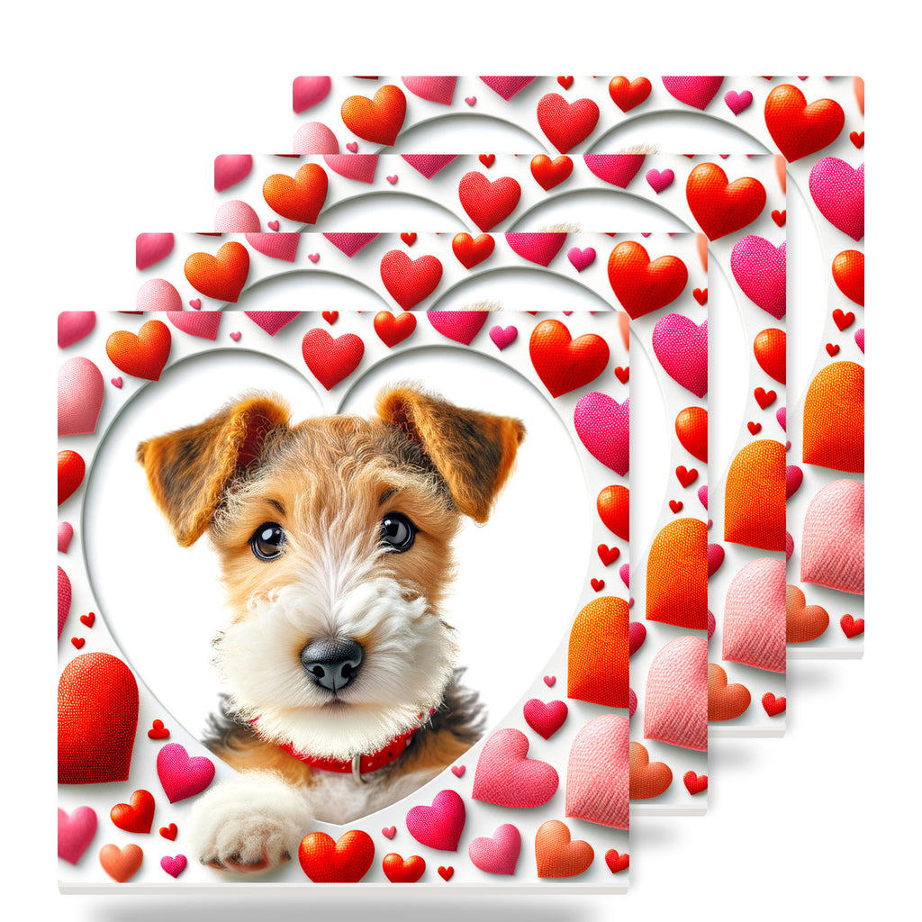 Wire Fox Terrier ceramic coasters set of 4