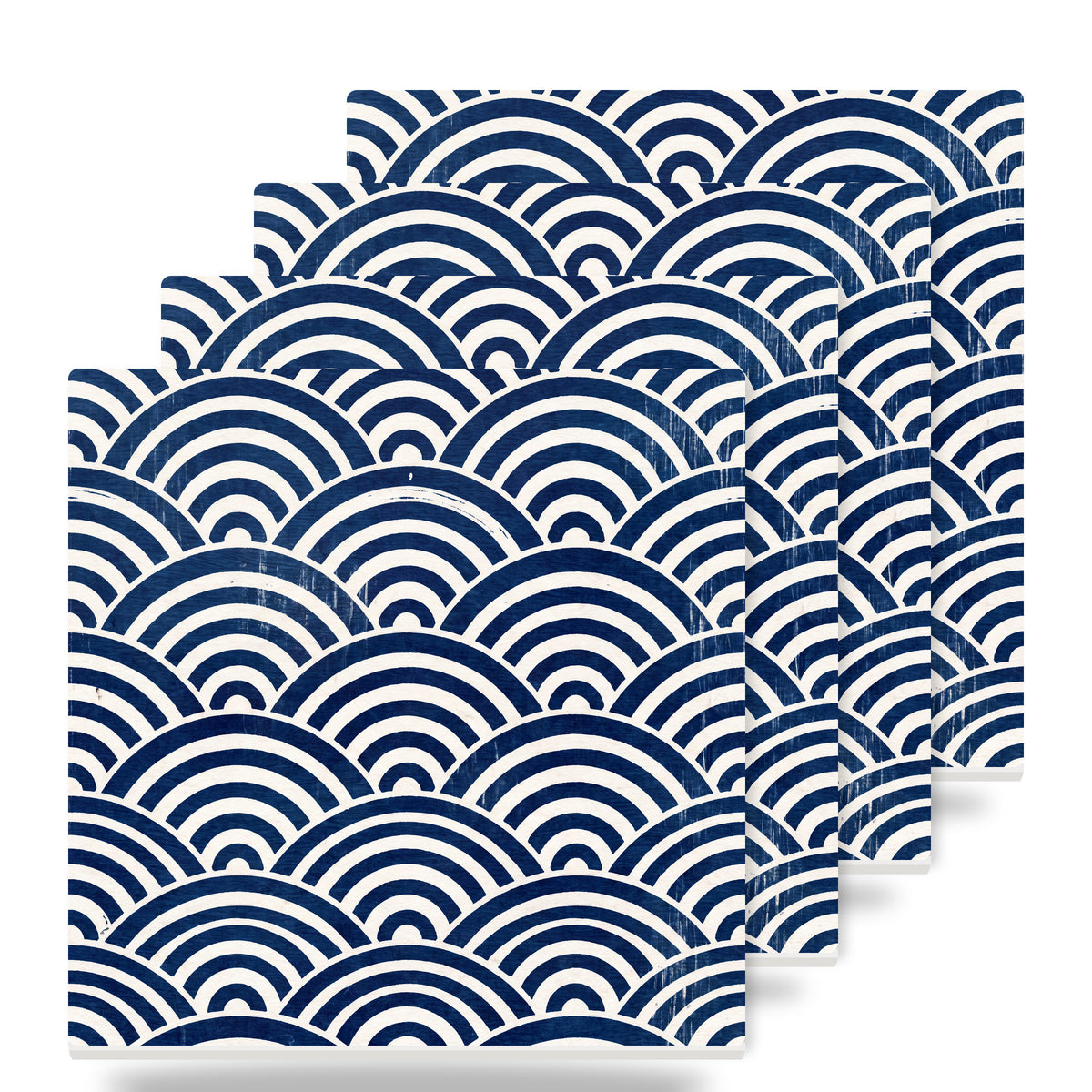 Ukiyo-e Wave Pattern ceramic coasters set of 4