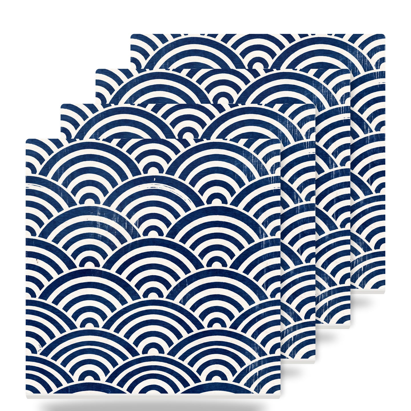 Ukiyo-e Wave Pattern ceramic coasters set of 4