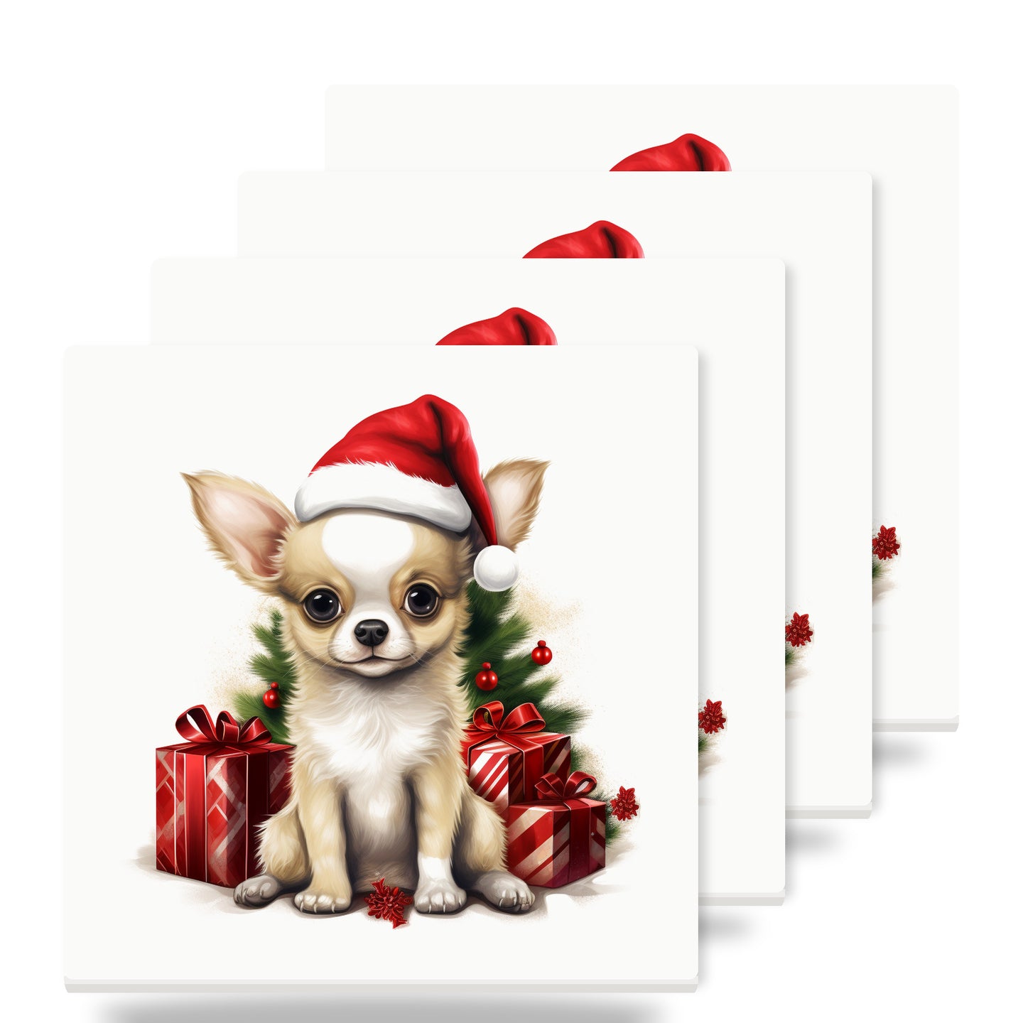 Chihuahua Puppy Drawing ceramic coasters set of 4