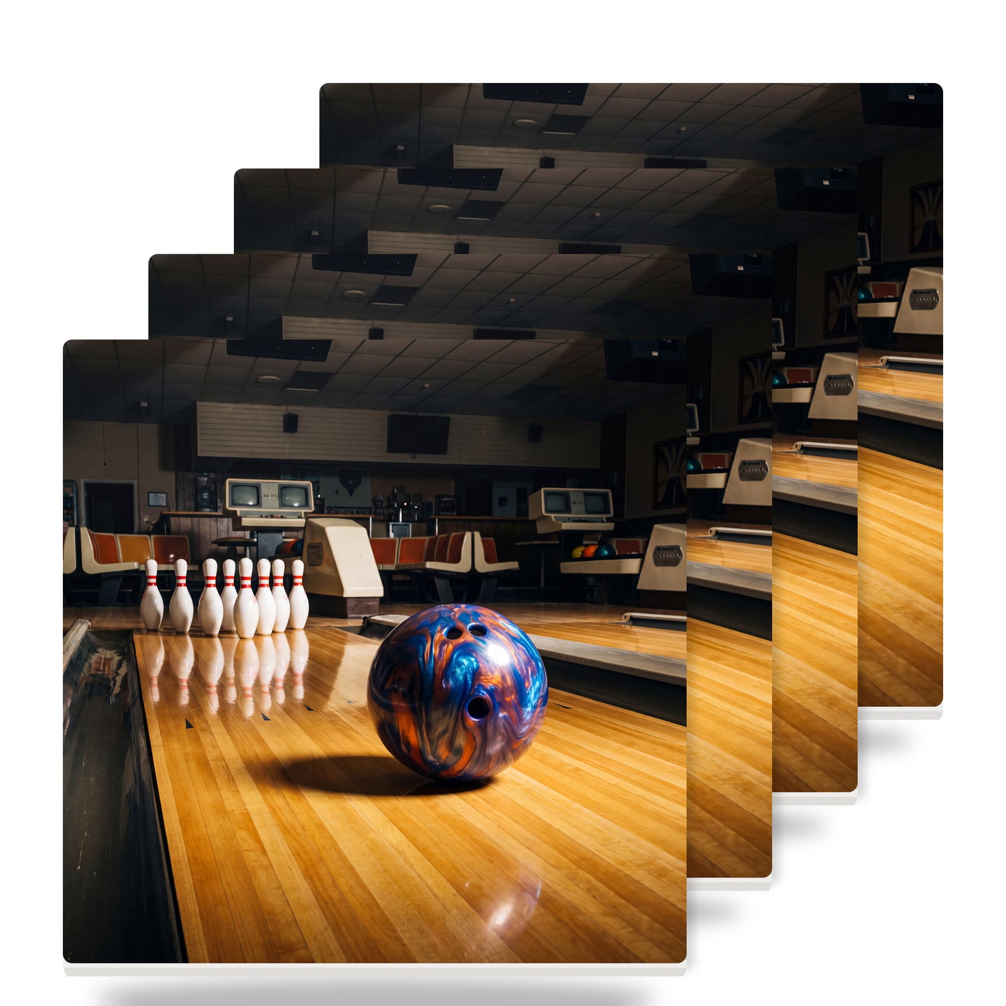 Bowling ceramic coasters set of 4