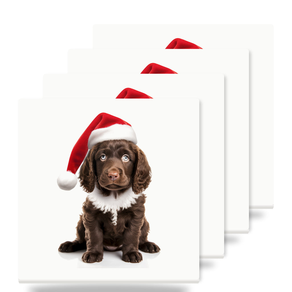 American Water Spaniel Puppy ceramic coasters set of 4