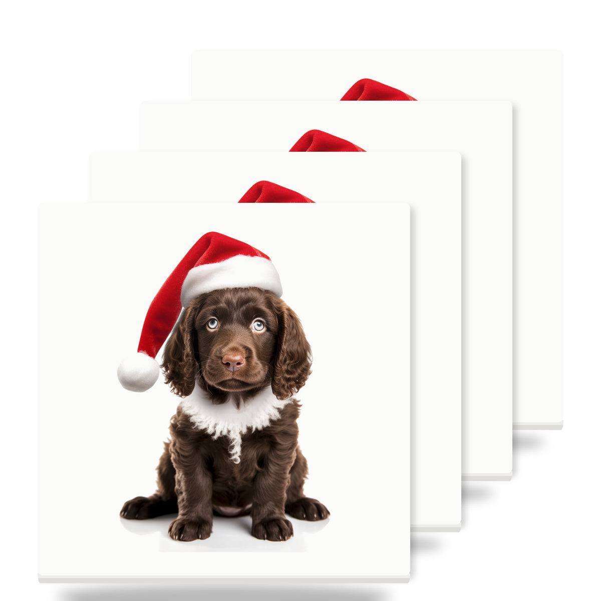 American Water Spaniel Puppy ceramic coasters set of 4