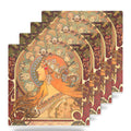 Mucha Art Nouveau ceramic coasters set of 4