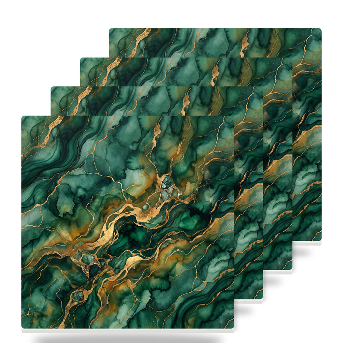 Emerald Marble ceramic coasters set of 4