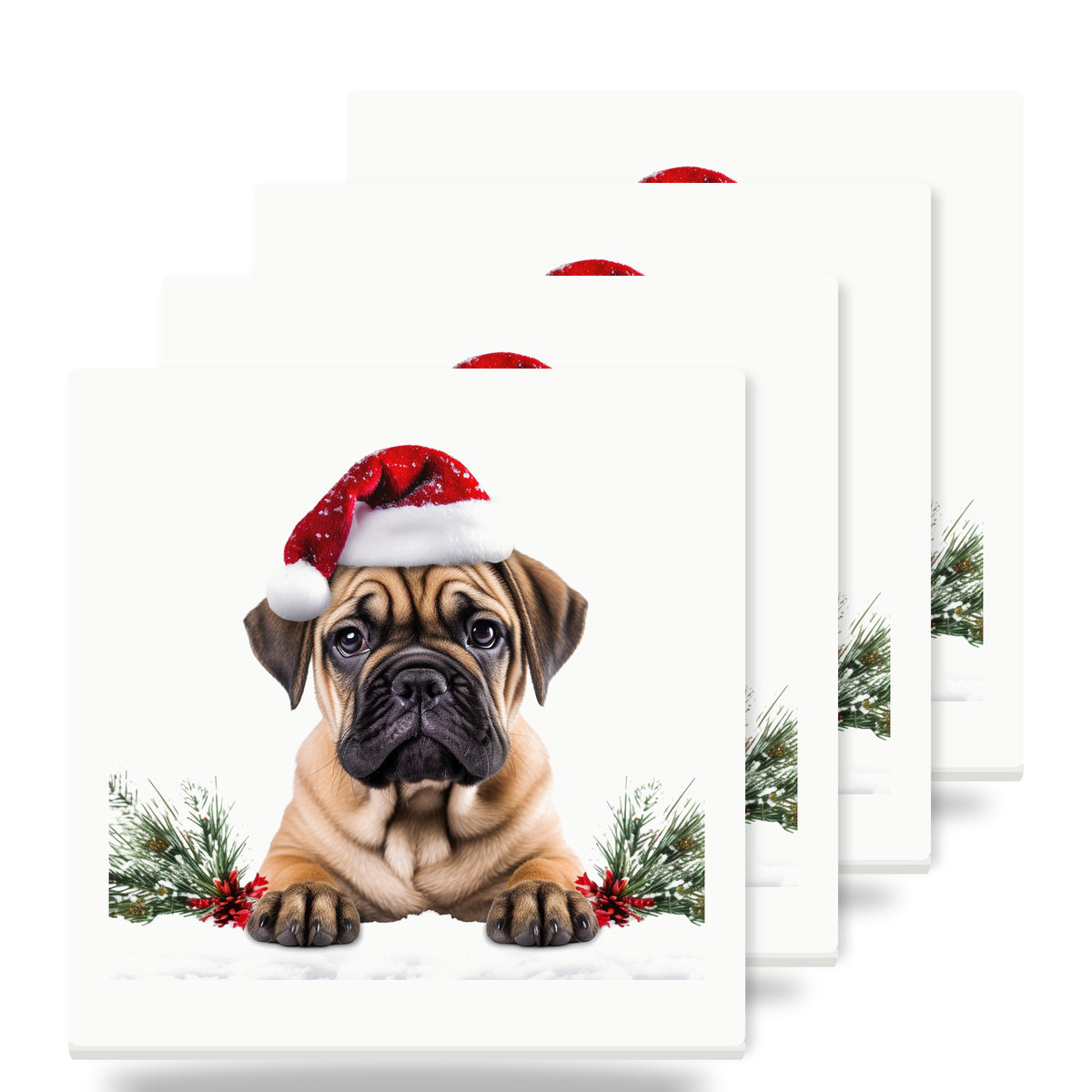 Bullmastiff Puppy ceramic coasters set of 4