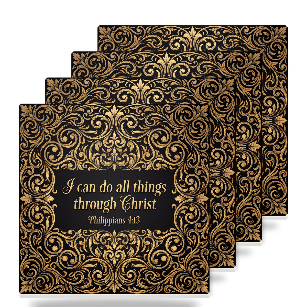Philippians 4:13 ceramic coasters set of 4