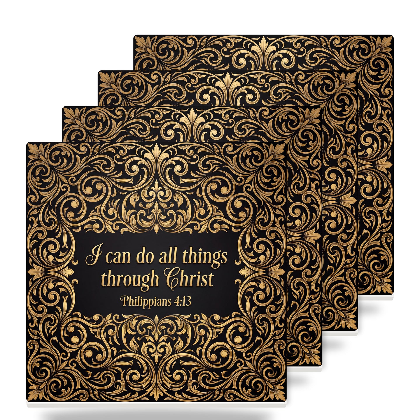 Philippians 4:13 ceramic coasters set of 4