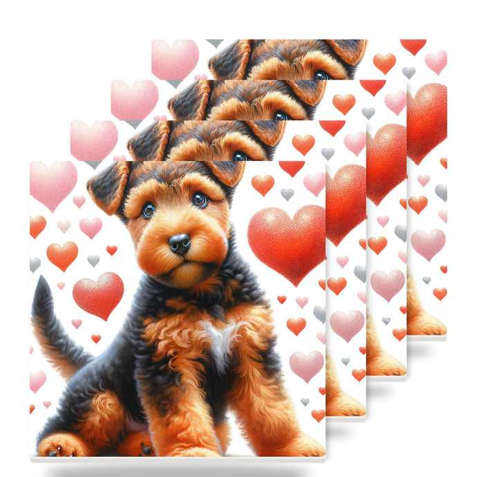 Airedale Terrier ceramic coasters set of 4