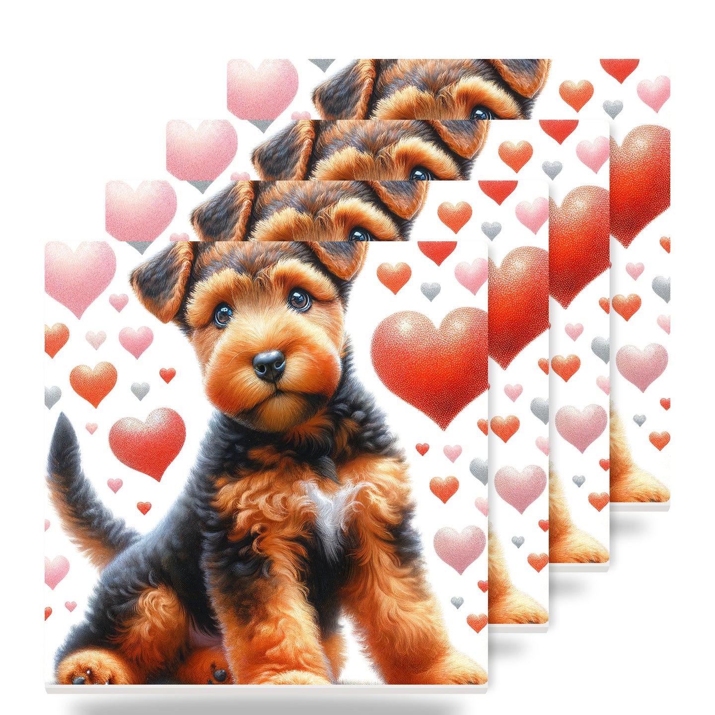 Airedale Terrier ceramic coasters set of 4