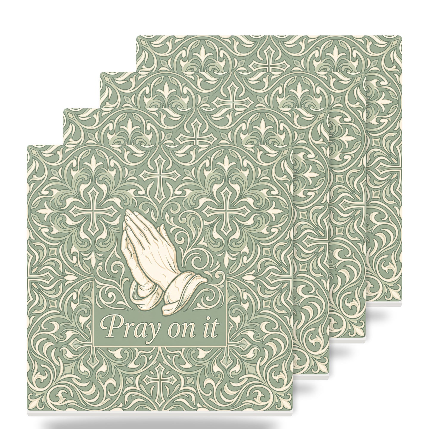 Pray On It ceramic coasters set of 4