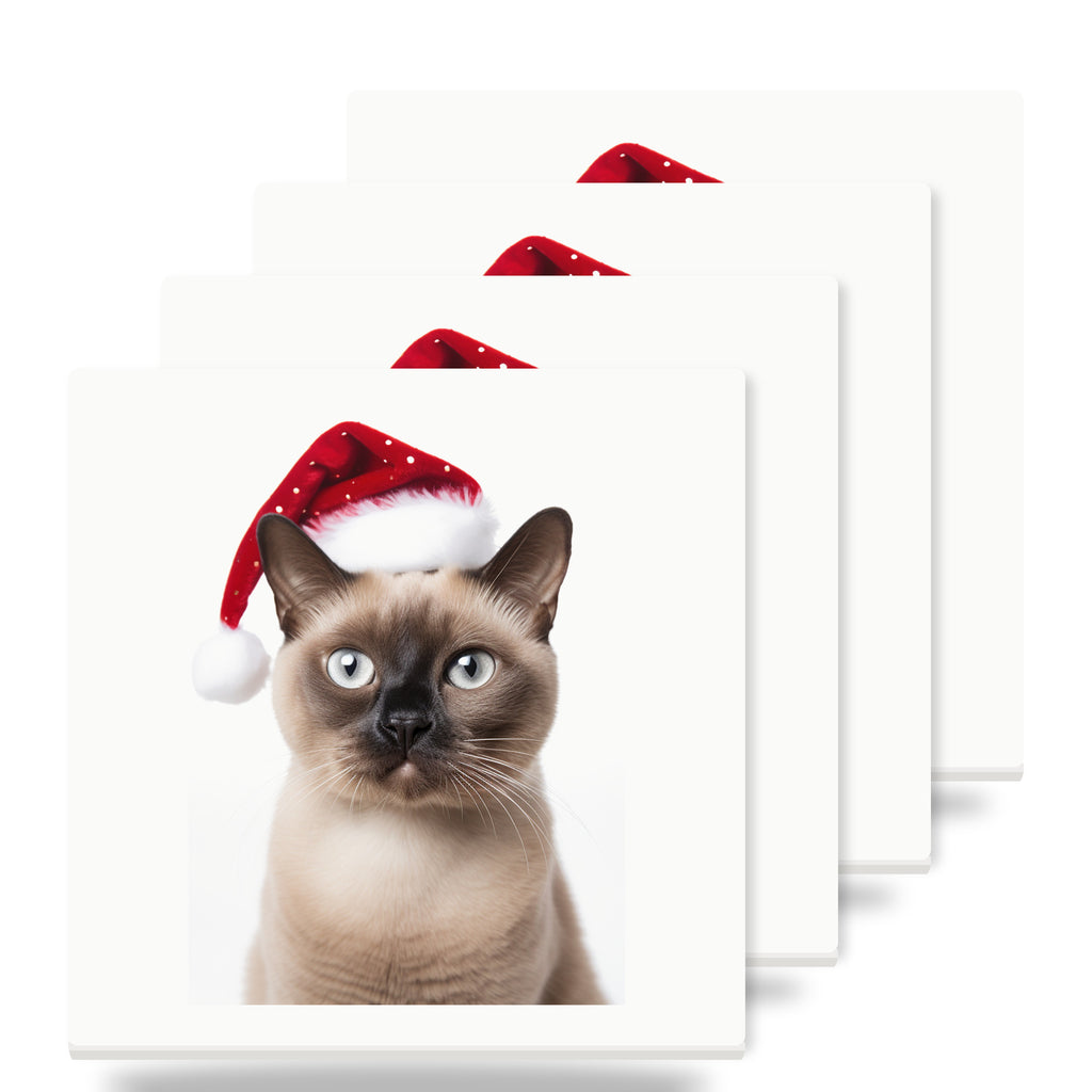 Burmese Cat ceramic coasters set of 4