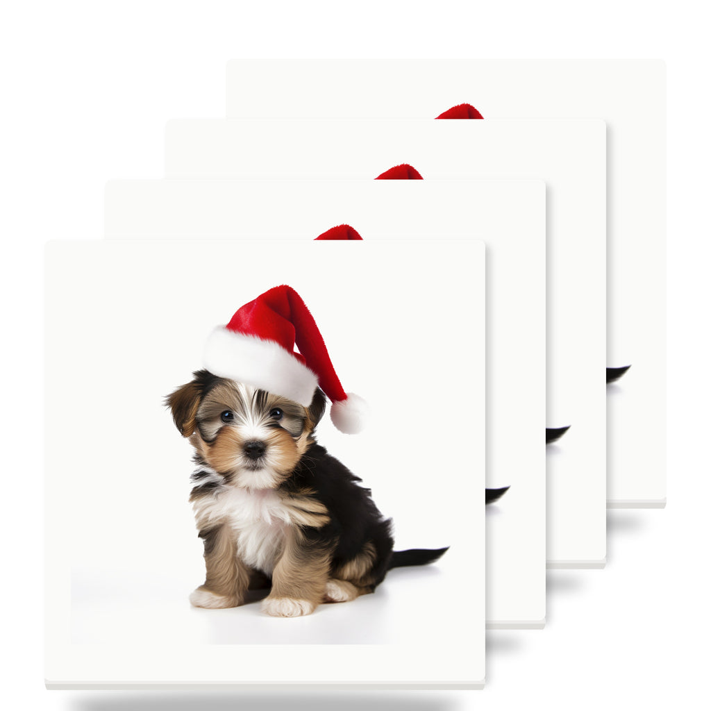 Biewer Terrier Puppy ceramic coasters set of 4