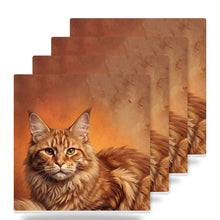 Maine Coon Cat Portrait ceramic coasters set of 4