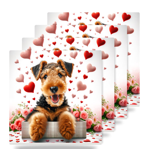 Airedale Terrier ceramic coasters set of 4