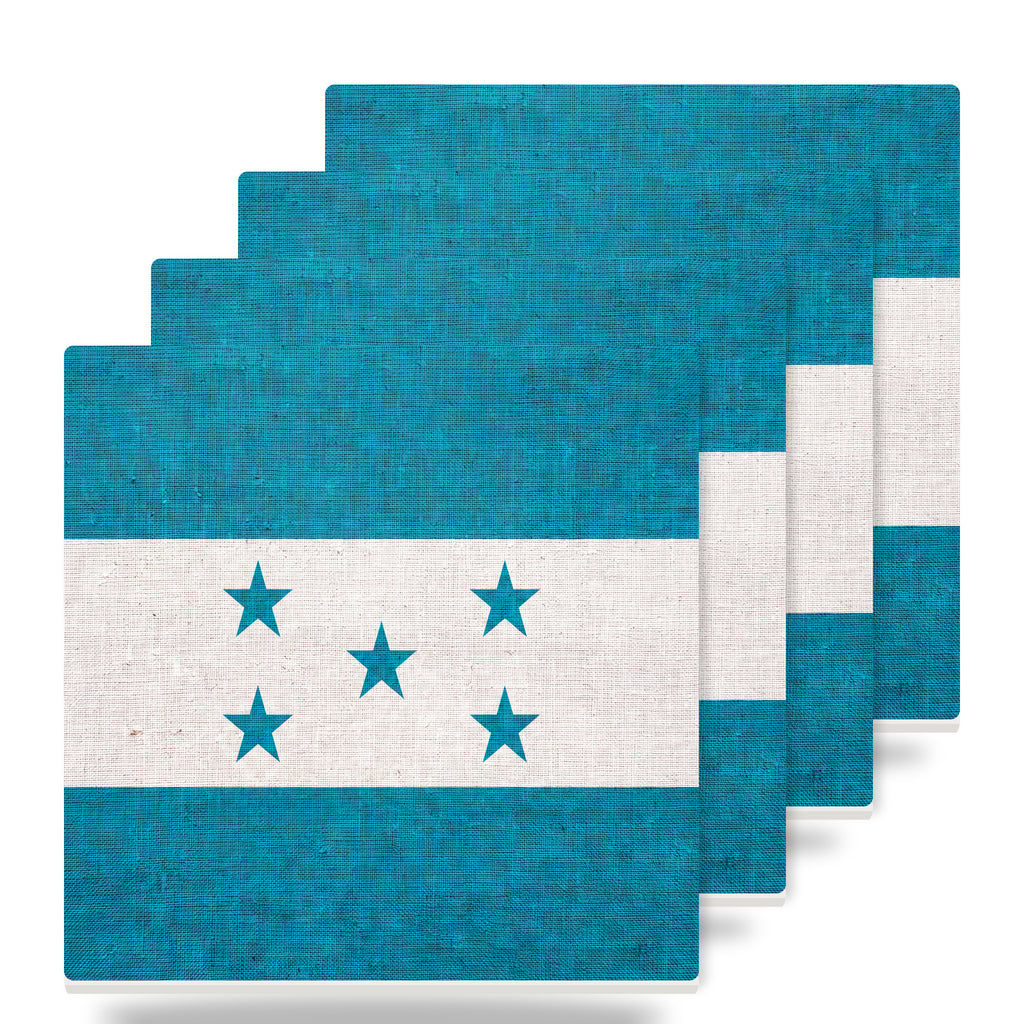 Honduras Flag Pride ceramic coasters set of 4