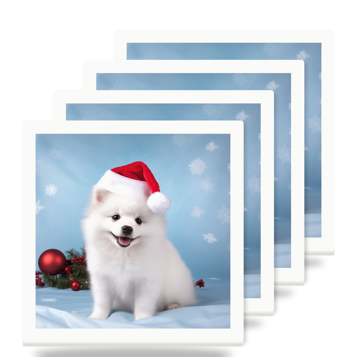 American Eskimo Dog Puppy ceramic coasters set of 4