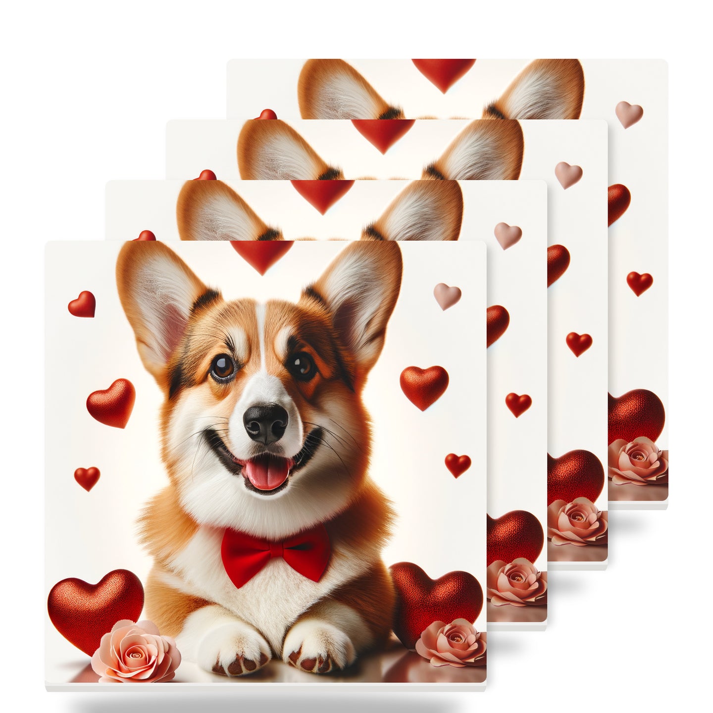 Pembroke Welsh Corgi ceramic coasters set of 4