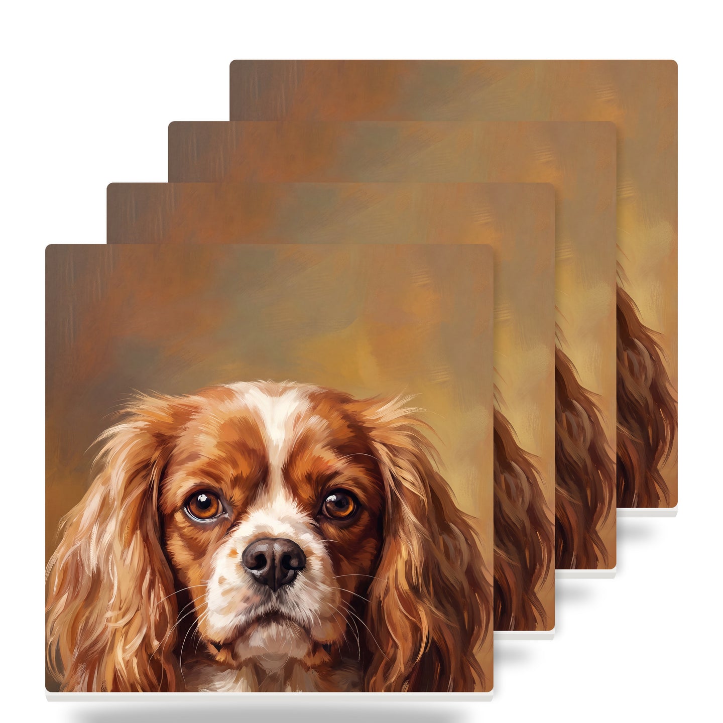 Cavalier King Charles Spaniel Portrait ceramic coasters set of 4
