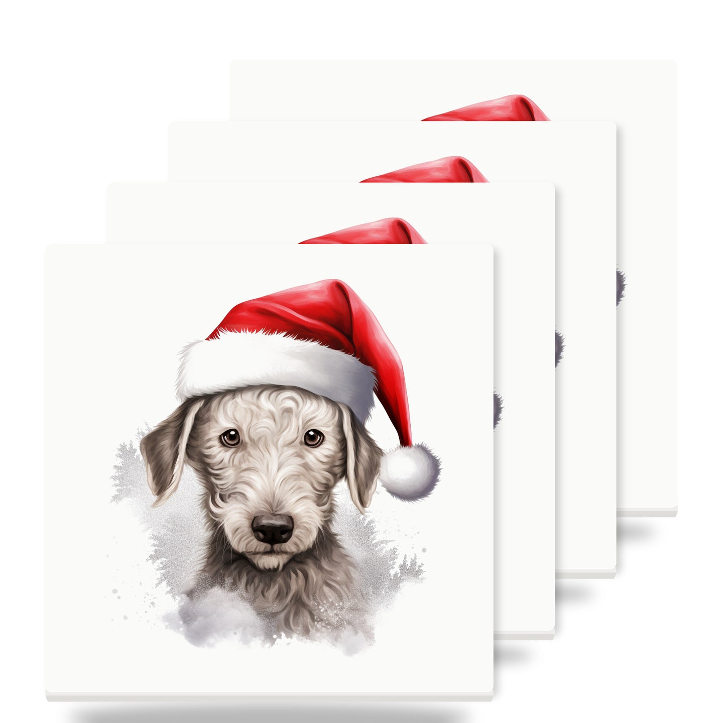 Bedlington Terrier Puppy Drawing ceramic coasters set of 4