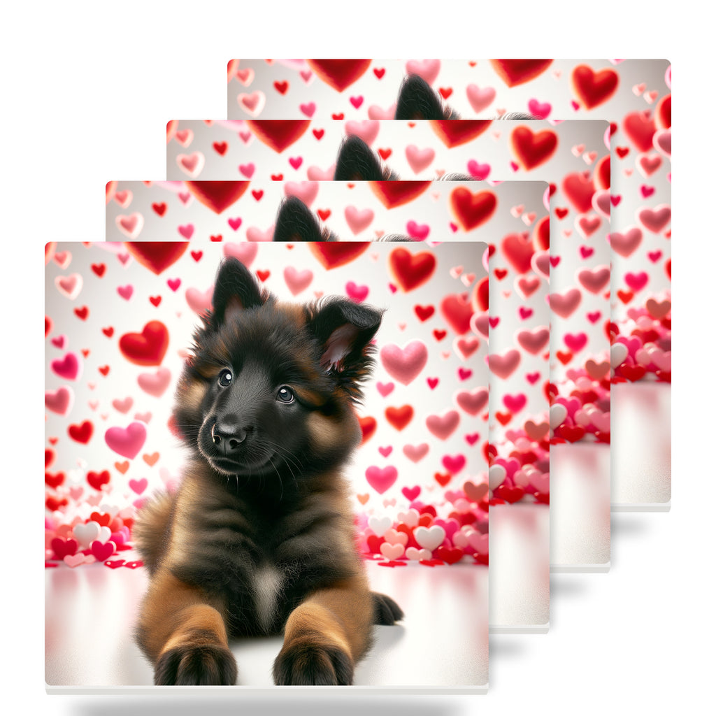German Shepherd Dog ceramic coasters set of 4