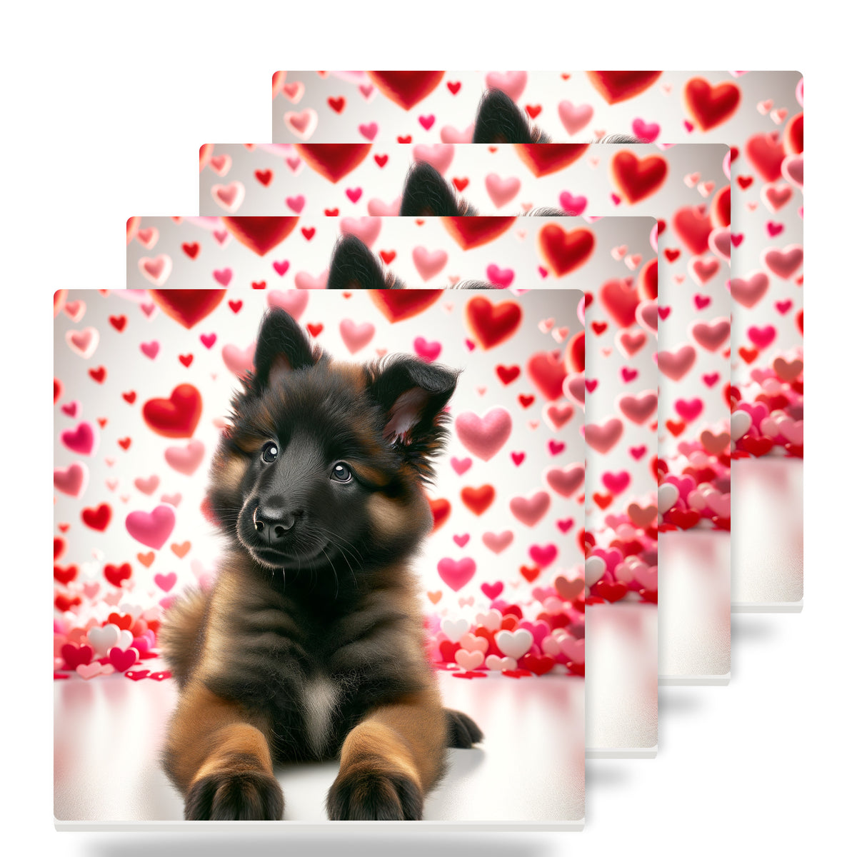 German Shepherd Dog ceramic coasters set of 4